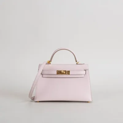 MINI KELLY II (20) CHEVRE LEATHER ROSE DARLING WITH GOLD HARDWARE (GHW) - 1