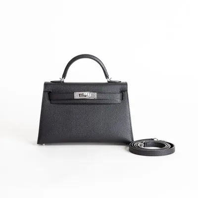 MINI KELLY II (20) EPSOM LEATHER NOIR (BLACK) WITH PALLADIUM HARDWARE (PHW) - 1