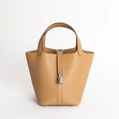 PICOTIN 18 LOCK CLEMENCE LEATHER BISCUIT WITH PALLADIUM HARDWARE (PHW) - 1
