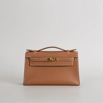 KELLY POCHETTE SWIFT LEATHER GOLD WITH GOLD HARDWARE (GHW) - 1