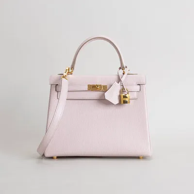 KELLY 25 CHEVRE LEATHER ROSE DARLING WITH GOLD HARDWARE (GHW) - 1