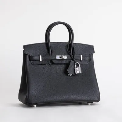 BIRKIN 25 TOGO LEATHER NOIR (BLACK) WITH PALLADIUM HARDWARE (PHW) - 2
