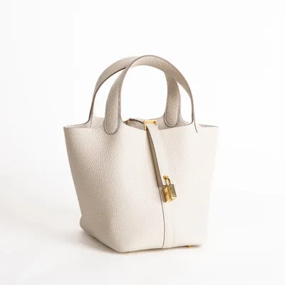 PICOTIN 18 LOCK CLEMENCE LEATHER CRAIE WITH GOLD HARDWARE (GHW) - 2