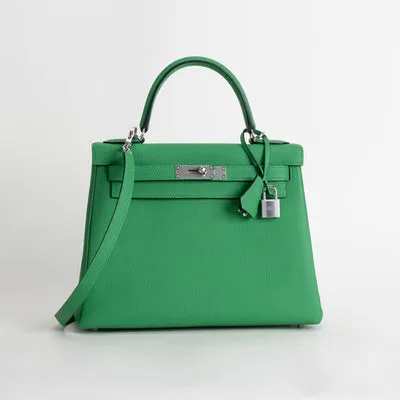 KELLY 28 TOGO LEATHER BAMBOO (GREEN) WITH PALLADIUM HARDWARE (PHW) - 2