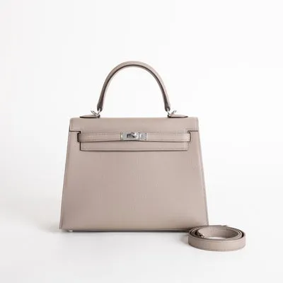 KELLY 25 EPSOM LEATHER GRIS ASPHALTE WITH PALLADIUM HARDWARE (PHW) - 1