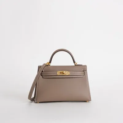 MINI KELLY II (20) EPSOM LEATHER ETOUPE WITH GOLD HARDWARE (GHW) - 2