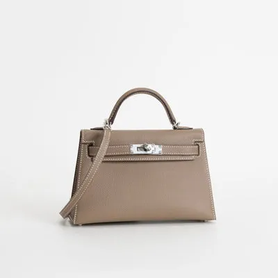 MINI KELLY II (20) EPSOM LEATHER ETOUPE WITH PALLADIUM HARDWARE (PHW) - 2