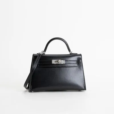 MINI KELLY II (20) BLACK BOX CALF LEATHER WITH PALLADIUM HARDWARE (PHW) - 2