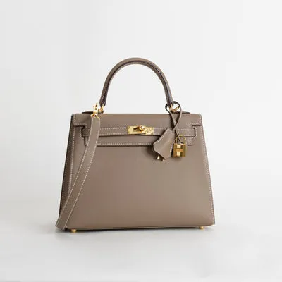 KELLY 25 EPSOM LEATHER ETOUPE WITH GOLD HARDWARE (GHW) - 2