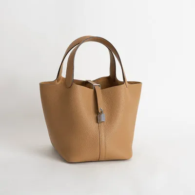PICOTIN 22 LOCK CLEMENCE LEATHER BISCUIT WITH PALLADIUM HARDWARE (PHW) - 2