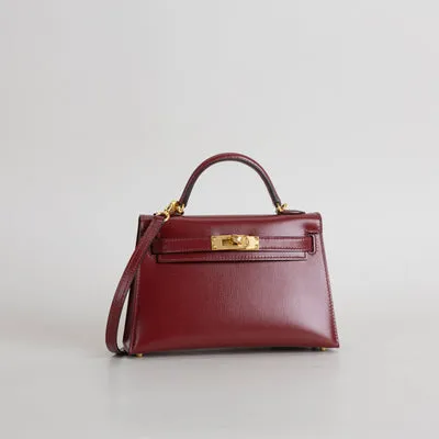 MINI KELLY II (20) BOX CALF LEATHER ROUGE H WITH GOLD HARDWARE (GHW) - 2