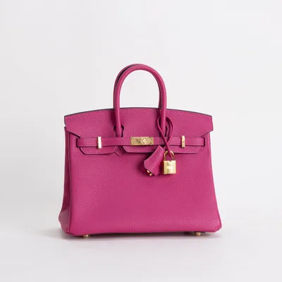 BIRKIN 25 TOGO LEATHER ROSE FUCHSIA WITH GOLD HARDWARE (GHW) - 2