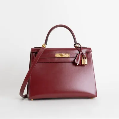 KELLY 28 BOX CALF LEATHER ROUGE H WITH GOLD HARDWARE (GHW) - 2