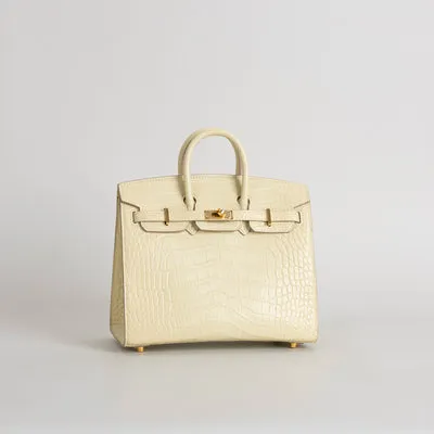 BIRKIN 20 (SELLIER SHAPE) MATTE MISSISSIPPIENSIS ALLIGATOR LEATHER VANILLA WITH GOLD HARDWARE (GHW) - 2