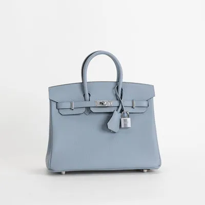BIRKIN 25 TOGO LEATHER BLEU LIN WITH PALLADIUM HARDWARE (PHW) - 2