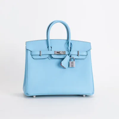 BIRKIN 25 EPSOM LEATHER CELESTE WITH PALLADIUM HARDWARE (PHW) - 2