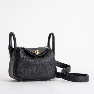 MINI LINDY 20 CLEMENCE LEATHER NOIR (BLACK) WITH GOLD HARDWARE (GHW)