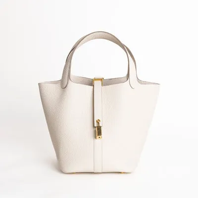 PICOTIN 18 LOCK CLEMENCE LEATHER CRAIE WITH GOLD HARDWARE (GHW) - 1