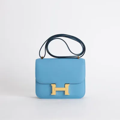 CONSTANCE 18 (MINI) EPSOM LEATHER BLEU DU NORD WITH GOLD HARDWARE (GHW) - 1