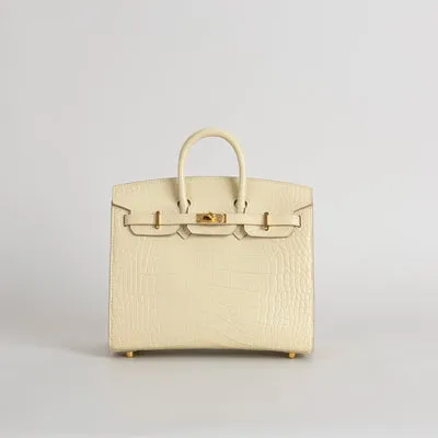 BIRKIN 20 (SELLIER SHAPE) MATTE MISSISSIPPIENSIS ALLIGATOR LEATHER VANILLA WITH GOLD HARDWARE (GHW) - 1