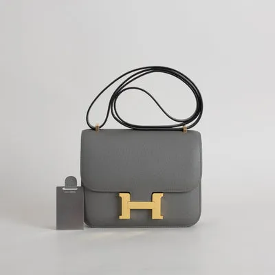 CONSTANCE 18 (MINI) EPSOM LEATHER GRIS MEYER WITH GOLD HARDWARE (GHW) - 1