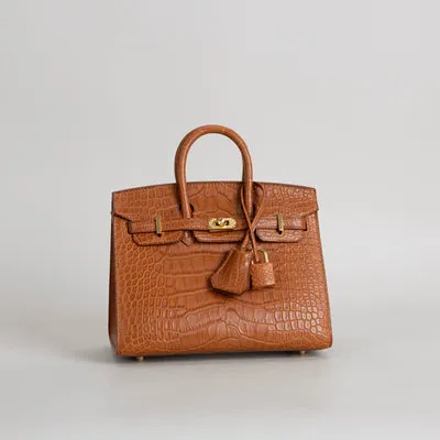 BIRKIN 20 (SELLIER SHAPE) MATTE MISSISSIPPIENSIS ALLIGATOR LEATHER GOLD WITH GOLD HARDWARE (GHW) - 2