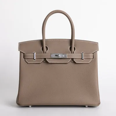 BIRKIN 30 TOGO LEATHER ETOUPE WITH PALLADIUM HARDWARE (PHW) - 1