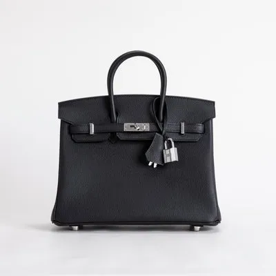BIRKIN 25 TOGO LEATHER NOIR (BLACK) WITH PALLADIUM HARDWARE (PHW) - 1