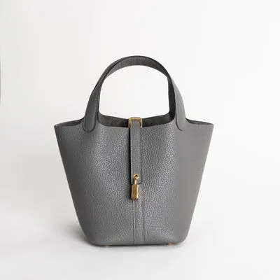 PICOTIN 18 LOCK CLEMENCE LEATHER GRIS MEYER WITH GOLD HARDWARE (GHW) - 1
