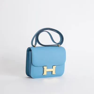 CONSTANCE 18 (MINI) EPSOM LEATHER BLEU DU NORD WITH GOLD HARDWARE (GHW) - 2