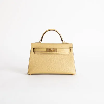 MINI KELLY II (20) CHEVRE LEATHER METALLIC DORE WITH GOLD HARDWARE (GHW) - 1