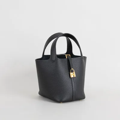 PICOTIN 18 LOCK CLEMENCE LEATHER NOIR (BLACK) WITH GOLD HARDWARE (GHW) - 2