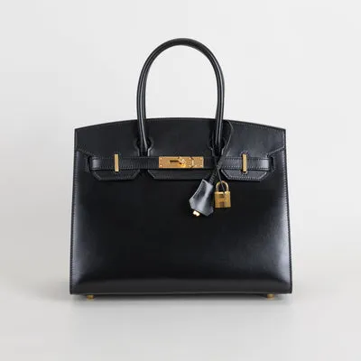 BIRKIN 30 (SELLIER SHAPE) BLACK BOX CALF LEATHER WITH GOLD HARDWARE (GHW) - 1