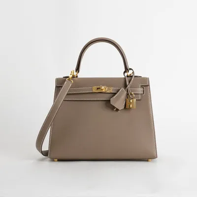 KELLY 25 EPSOM LEATHER ETOUPE WITH GOLD HARDWARE (GHW) - 1