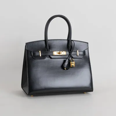 BIRKIN 30 (SELLIER SHAPE) BLACK BOX CALF LEATHER WITH GOLD HARDWARE (GHW) - 2
