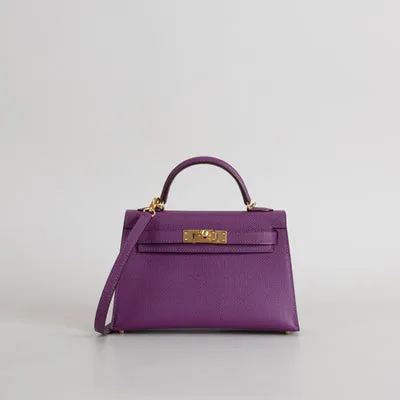 MINI KELLY II (20) EPSOM LEATHER ANEMONE WITH GOLD HARDWARE (GHW) - 1