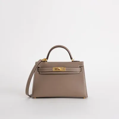MINI KELLY II (20) EPSOM LEATHER ETOUPE WITH GOLD HARDWARE (GHW) - 1