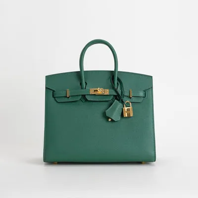 BIRKIN 25 EPSOM LEATHER (SELLIER SHAPE) VERT MOYEN WITH GOLD HARDWARE (GHW) - 1