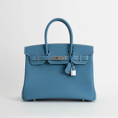 BIRKIN 30 TOGO LEATHER BLEU JEAN WITH PALLADIUM HARDWARE (PHW) - 1