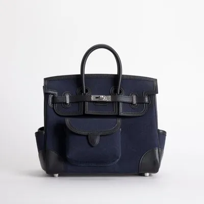 BIRKIN 25 CARGO CANVAS & SWIFT LEATHER BLEU MARINE WITH PALLADIUM HARDWARE (PHW) - 1