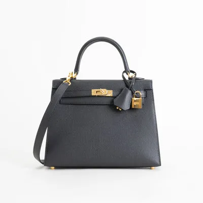 KELLY 25 EPSOM LEATHER NOIR (BLACK) WITH GOLD HARDWARE (GHW) - 1