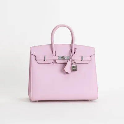 BIRKIN 25 EPSOM LEATHER (SELLIER SHAPE) MAUVE SYLVESTRE WITH PALLADIUM HARDWARE (PHW) - 2