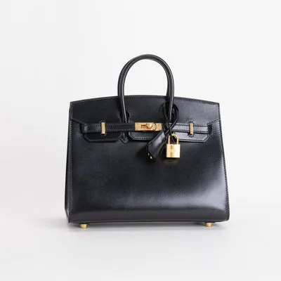 BIRKIN 25 (SELLIER SHAPE) BLACK BOX CALF LEATHER WITH GOLD HARDWARE (GHW) - 2