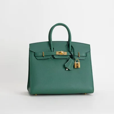 BIRKIN 25 EPSOM LEATHER (SELLIER SHAPE) VERT MOYEN WITH GOLD HARDWARE (GHW) - 2