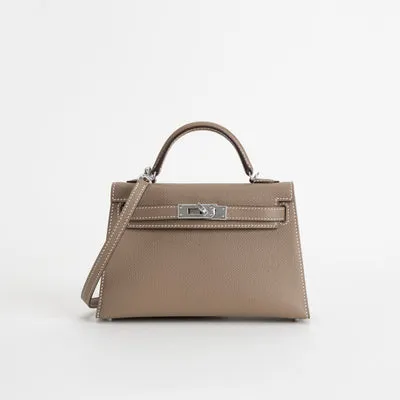 MINI KELLY II (20) EPSOM LEATHER ETOUPE WITH PALLADIUM HARDWARE (PHW) - 1