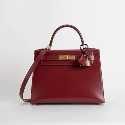 KELLY 28 BOX CALF LEATHER ROUGE H WITH GOLD HARDWARE (GHW) - 1