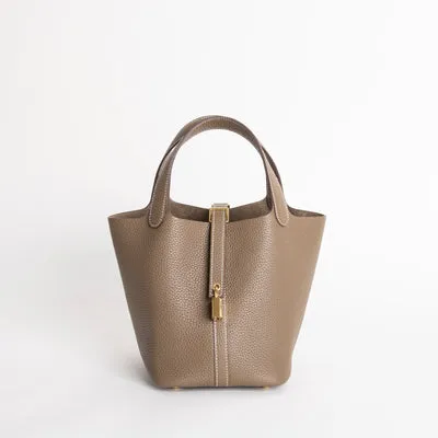 PICOTIN 18 LOCK CLEMENCE LEATHER ETOUPE WITH GOLD HARDWARE (GHW)