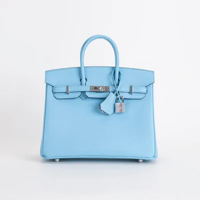 BIRKIN 25 EPSOM LEATHER CELESTE WITH PALLADIUM HARDWARE (PHW) - 1