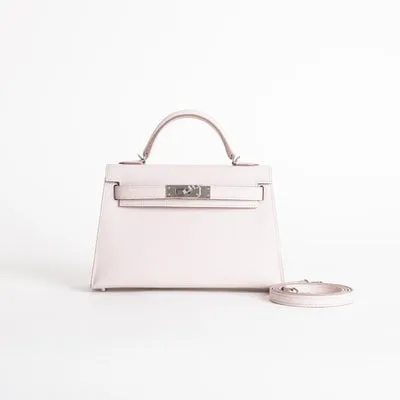 MINI KELLY II (20) EPSOM LEATHER MAUVE PALE WITH PALLADIUM HARDWARE (PHW) - 1