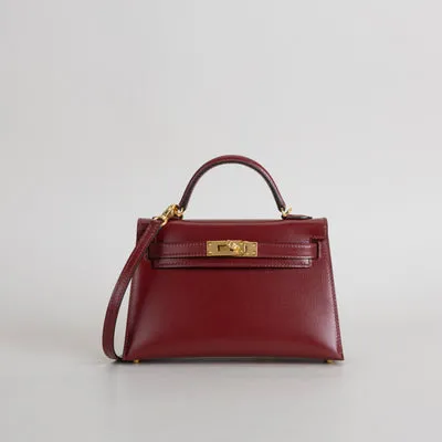 MINI KELLY II (20) BOX CALF LEATHER ROUGE H WITH GOLD HARDWARE (GHW) - 1